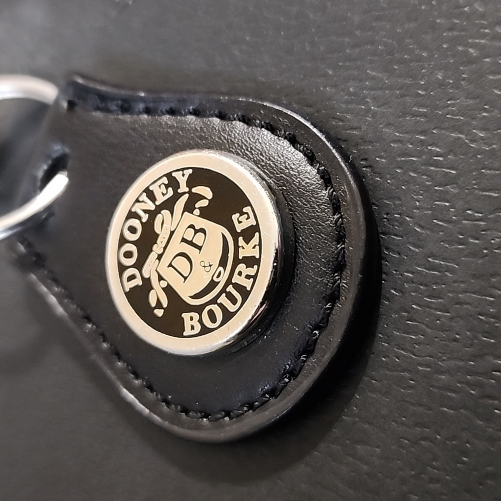 Dooney And Bourke Keychain Purse Bag Charm DB Leather Black Silver - Picture 2 of 4
